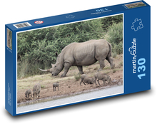Nosorožec - zviera, safari Puzzle 130 dielikov - 28,7 x 20 cm 