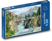Most - rzeka, wieś Puzzle 130 elementów - 28,7x20 cm