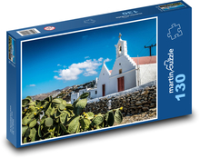 Insel Mykonos - Griechenland, weiße Häuser Puzzle 130 Teile - 28,7x20 cm