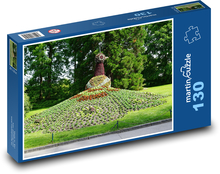 Paw - ptak, kwiaty Puzzle 130 elementów - 28,7x20 cm