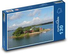 Haus auf der Insel - Wasser, Wohnen Puzzle 130 Teile - 28,7x20 cm