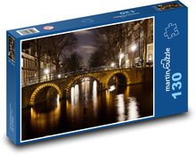Most - Amsterdam, světla Puzzle 130 dílků - 28,7 x 20 cm