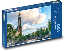 Westerkerk - Amsterdam, Kanal Puzzle 130 Teile - 28,7x20 cm