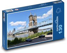 Most Roebling, řeka, město Puzzle 130 dílků - 28,7 x 20 cm