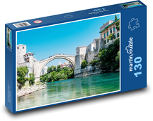 Mostar - Bośnia, most nad rzeką Puzzle 130 elementów - 28,7x20 cm
