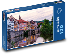 Wieczorne miasto - przyroda, rzeka Puzzle 130 elementów - 28,7x20 cm