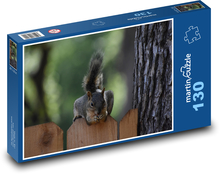 Squirrel on the fence Puzzle 130 pieces - 28.7 x 20 cm 