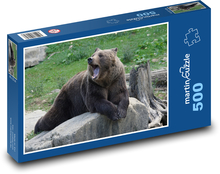 Zívající medvěd hnědý Puzzle 500 - 46x30 cm