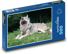 Gähnender Wolf mit großen Zähnen Puzzle 500 Teile - 46 x 30 cm