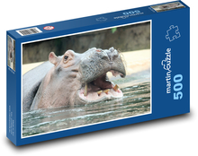 Nilpferd im Wasser mit offenem Mund Puzzle 500 Teile - 46 x 30 cm