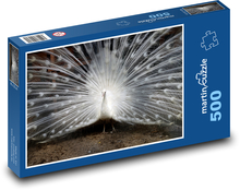 Biely páv so šíreným perím Puzzle 500 dielikov - 46 x 30 cm 