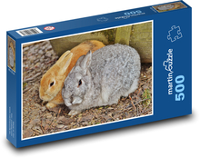 Šedý a rezavý králík Puzzle 500 - 46x30 cm