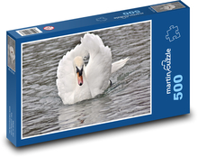 Biały łabędź na stawie Puzzle 500 elementów - 46x30 cm