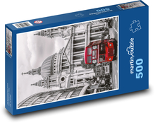 Red bus in London Puzzle of 500 pieces - 46 x 30 cm 