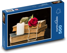 Romantické zátišie s ružami a perlami Puzzle 500 dielikov - 46 x 30 cm 