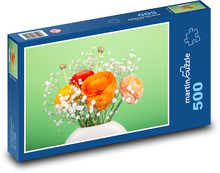 Oranžové kvety vo váze Puzzle 500 dielikov - 46 x 30 cm 