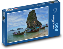 Thajská pláž s tradičními loděmi Puzzle 500 dílků - 46 x 30 cm