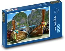 Traditional Thai boats on the beach Puzzle of 500 pieces - 46 x 30 cm 