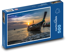 Loď při západu slunce na moři Puzzle 500 dílků - 46 x 30 cm