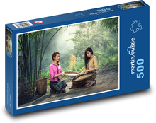 Tradycja azjatycka – Zbiór i klasyfikacja ryżu Puzzle 500 elementów - 46x30 cm
