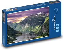 Fjord in der untergehenden Sonne Puzzle 500 Teile - 46 x 30 cm