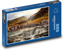 Fantasy město u vodopádu Puzzle 500 - 46x30 cm