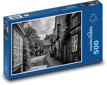 Čiernobiela historická ulička Puzzle 500 dielikov - 46 x 30 cm