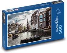 Amsterdam a jeho kanály, Holandsko Puzzle 500 dielikov - 46 x 30 cm 