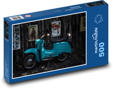 Blue Scooter at the Fence Puzzle of 500 pieces - 46 x 30 cm 
