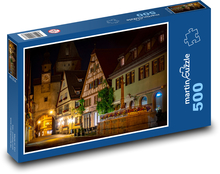 Nighttime historic town with half-timbered houses Puzzle of 500 pieces - 46 x 30 cm 