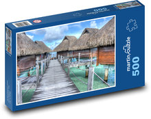Domy ve vodě - Bora Bora Puzzle 500 dílků - 46 x 30 cm