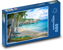 Palmy na pláži Bora Bora Puzzle 500 dílků - 46 x 30 cm