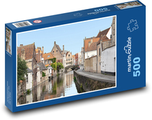 Mestský kanál Bruggy, Belgicko Puzzle 500 dielikov - 46 x 30 cm 