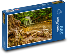 Řeka s vodopádem v lese Puzzle 500 dílků - 46 x 30 cm