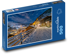 Noční pohled na alpskou obec Hallstatt Puzzle 500 dílků - 46 x 30 cm