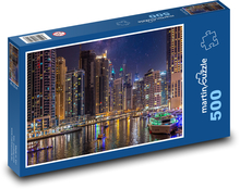 Marina nocą - Dubaj Puzzle 500 elementów - 46x30 cm