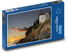 Leuchtturm, Meer, Klippe Puzzle 500 Teile - 46 x 30 cm