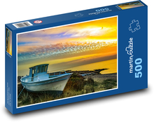 Loď na breh pri západe slnka Puzzle 500 dielikov - 46 x 30 cm
