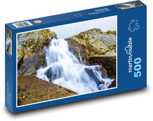 Wodospad spadający z kapy skalnej Puzzle 500 elementów - 46x30 cm