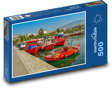 Stredomorský prístav s červenými loďami Puzzle 500 dielikov - 46 x 30 cm