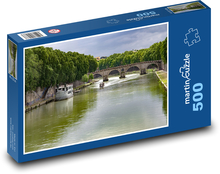 River with Stone Bridge - Rome, Italy Puzzle of 500 pieces - 46 x 30 cm 