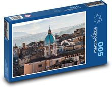 Italské město s kostelem Puzzle 500 dílků - 46 x 30 cm