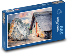 Stone house with a large boulder Puzzle of 500 pieces - 46 x 30 cm