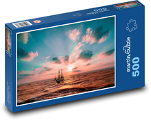 Osamocená plachetnice na moři Puzzle 500 - 46x30 cm