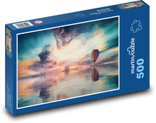 Teplovzdušný balón letiaci nad morom Puzzle 500 dielikov - 46 x 30 cm 