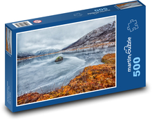 Zamarznięte jezioro w górach Puzzle 500 elementów - 46x30 cm