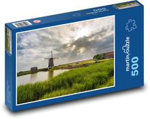 Větrný mlýn v Holandsku Puzzle 500 - 46x30 cm