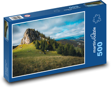 Horské panorama a lesy Puzzle 500 - 46x30 cm