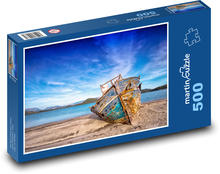 Vrak lode na pláži Puzzle 500 dielikov - 46 x 30 cm 