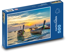 Łodzie na wybrzeżu w Tajlandii Puzzle 500 elementów - 46x30 cm